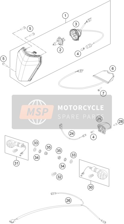 KTM 350 EXC-F CKD Brazil 2015 Verlichtingssysteem voor een 2015 KTM 350 EXC-F CKD Brazil