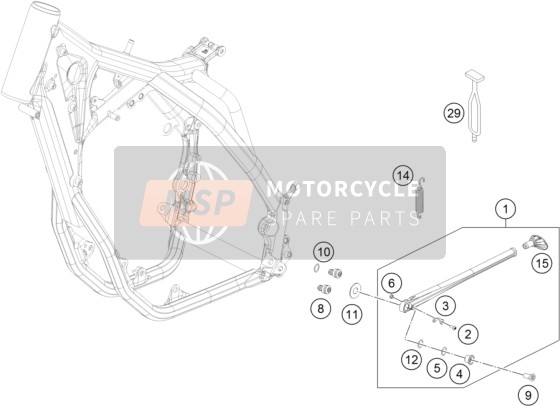 KTM 350 EXC-F CKD Brazil 2016 Côté / Béquille centrale pour un 2016 KTM 350 EXC-F CKD Brazil