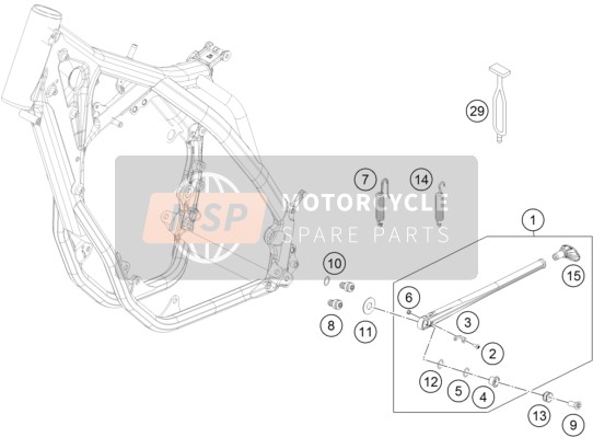KTM 350 EXC-F FACTORY EDITION Europe 2015 Lado / Caballete central para un 2015 KTM 350 EXC-F FACTORY EDITION Europe