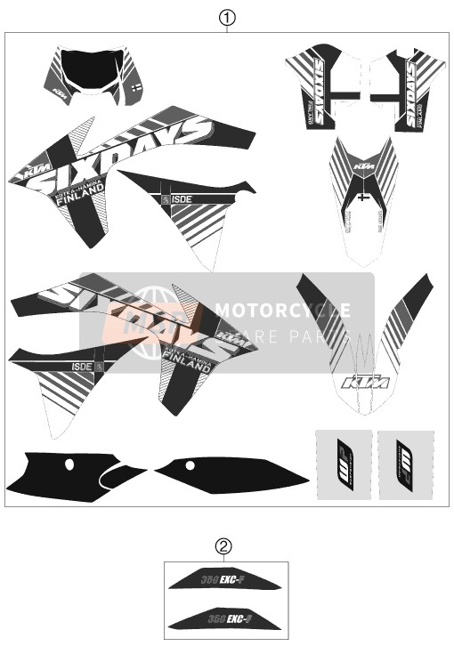 77508098200, Decal Rear Part 350 EXC-F SD12, KTM, 0