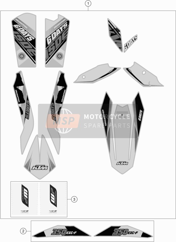 KTM 350 EXC-F Six Days Europe 2015 Sticker voor een 2015 KTM 350 EXC-F Six Days Europe