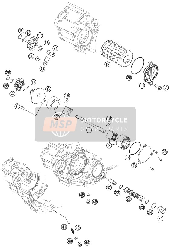 KTM 350 SX-F USA 2011 Sistema di lubrificazione per un 2011 KTM 350 SX-F USA