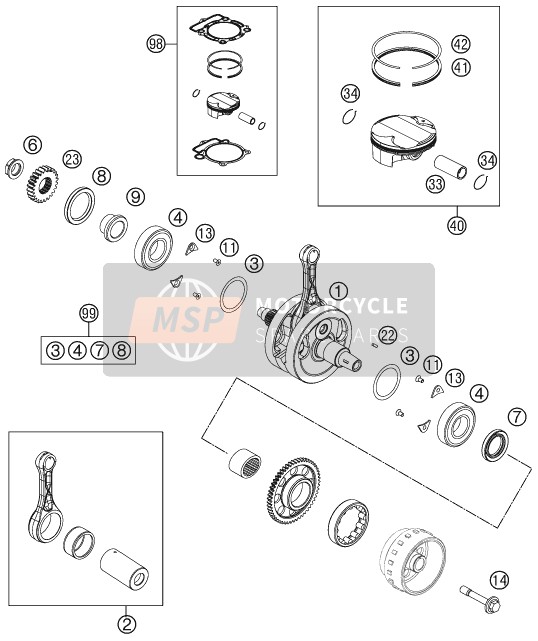 KTM 350 SX-F USA 2012 Crankshaft, Piston for a 2012 KTM 350 SX-F USA