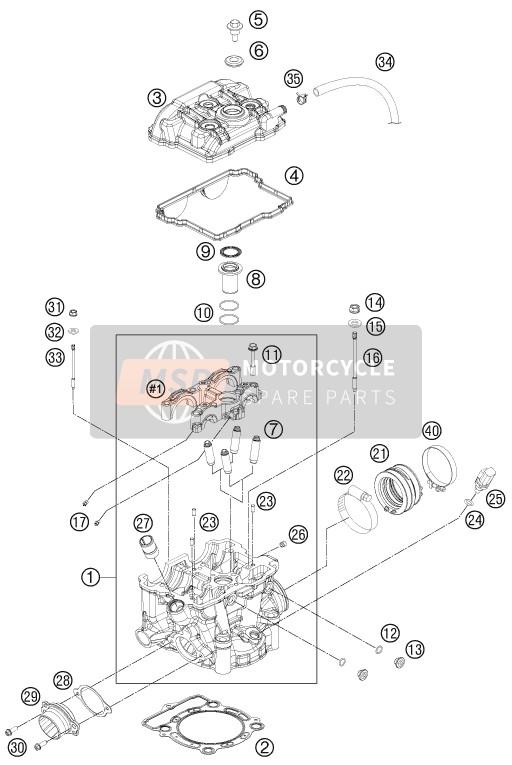 KTM 350 SX-F USA 2012 Cylinder Head for a 2012 KTM 350 SX-F USA