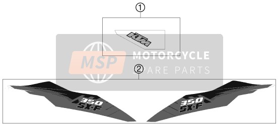 KTM 350 SX-F Europe 2012 Aufkleber für ein 2012 KTM 350 SX-F Europe