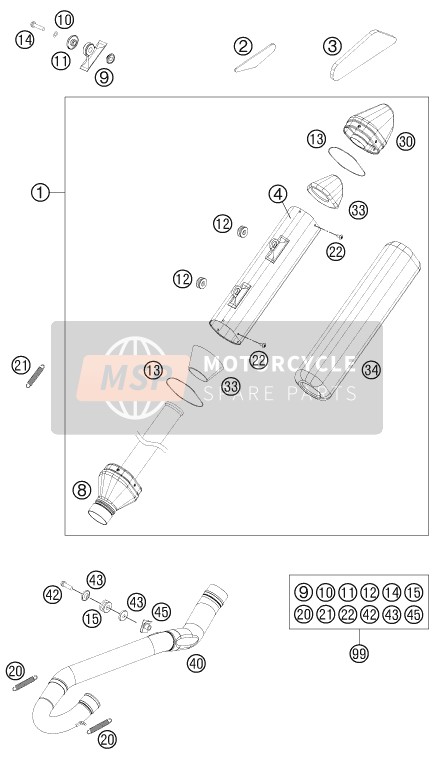 KTM 350 SX-F USA 2012 Impianto di scarico per un 2012 KTM 350 SX-F USA