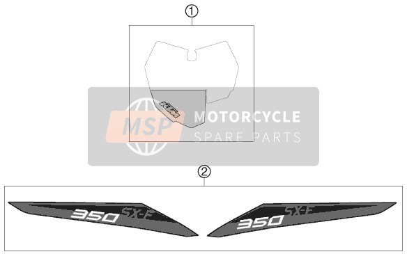 77808098000, Dekor Heckteil 350 SX-F 13, KTM, 0