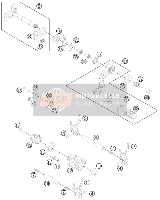 KTM 350 SX-F USA 2015 Shifting Mechanism for a 2015 KTM 350 SX-F USA