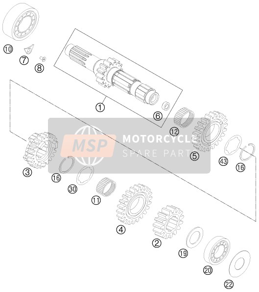 KTM 350 SX-F USA 2015 Transmission I - Main Shaft for a 2015 KTM 350 SX-F USA