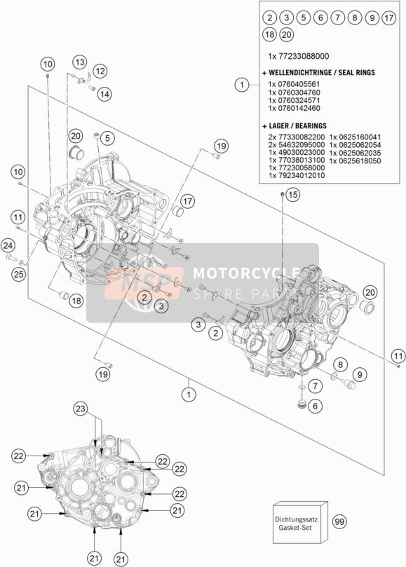 79230099100, Gasket Kit Engine 350 Sxf/xcf, KTM, 0