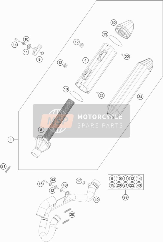 KTM 350 SX-F Europe 2017 Exhaust System for a 2017 KTM 350 SX-F Europe