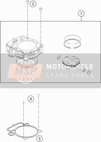 KTM 350 SX-F USA 2018 Cilinder voor een 2018 KTM 350 SX-F USA