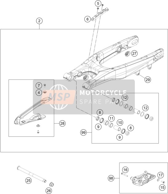 KTM 350 SX-F USA 2018 Swing Arm for a 2018 KTM 350 SX-F USA