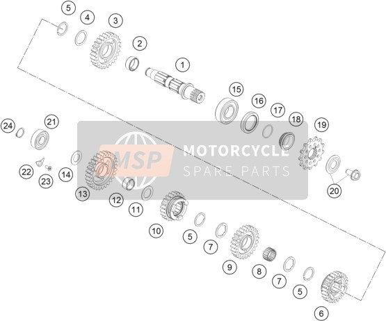 KTM 350 SX-F Europe 2019 Transmission II - Counter Shaft for a 2019 KTM 350 SX-F Europe