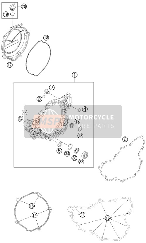 KTM 350 XC-F USA 2011 Clutch Cover for a 2011 KTM 350 XC-F USA