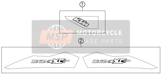 KTM 350 XC-F USA 2011 Sticker voor een 2011 KTM 350 XC-F USA