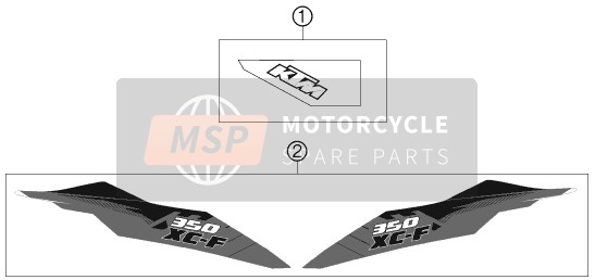 KTM 350 XC-F USA 2012 Aufkleber für ein 2012 KTM 350 XC-F USA