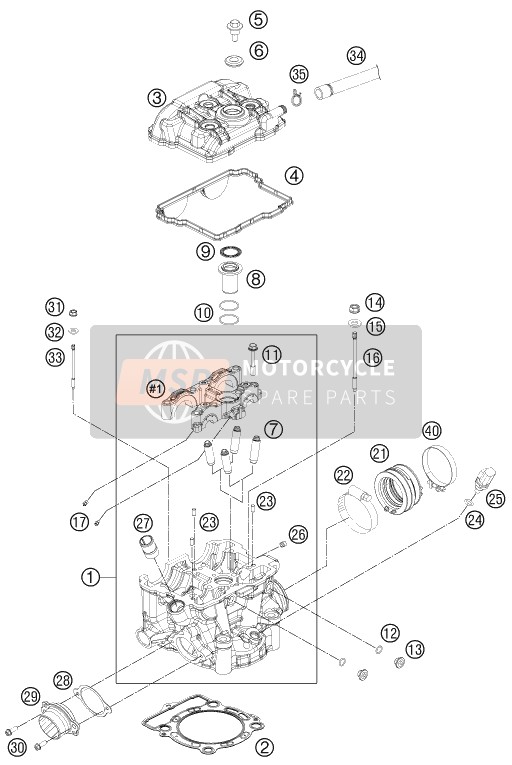 KTM 350 XC-F USA 2013 Cylinder Head for a 2013 KTM 350 XC-F USA