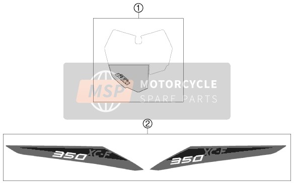 KTM 350 XC-F USA 2013 Sticker voor een 2013 KTM 350 XC-F USA