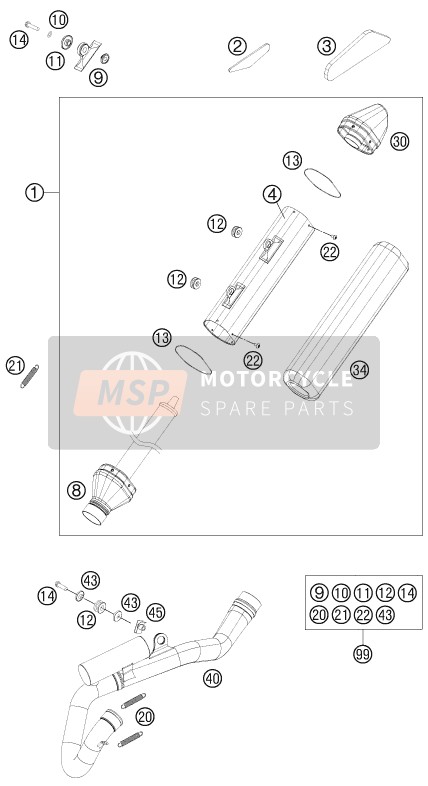 KTM 350 XC-F USA 2013 Système d'échappement pour un 2013 KTM 350 XC-F USA