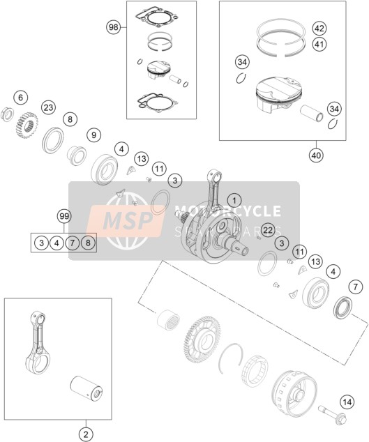 79230018088, Crankshaft Repair Kit, KTM, 1