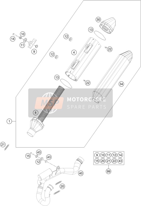 KTM 350 XC-F USA 2016 Système d'échappement pour un 2016 KTM 350 XC-F USA