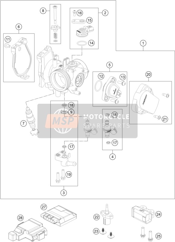 KTM 350 XC-F USA 2018 Throttle Body for a 2018 KTM 350 XC-F USA