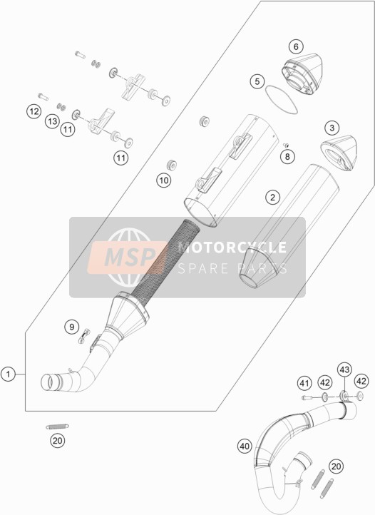 KTM 350 XC-F USA 2019 Système d'échappement pour un 2019 KTM 350 XC-F USA