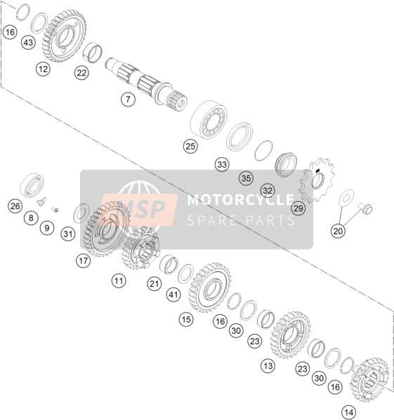 KTM 350 XC-F USA 2019 Transmisión II - Eje contrario para un 2019 KTM 350 XC-F USA