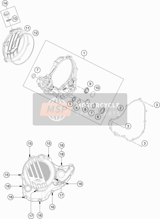 KTM 350 XC-F USA 2020 Koppelingsdeksel voor een 2020 KTM 350 XC-F USA