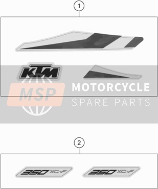 KTM 350 XC-F USA 2020 Calcomanía para un 2020 KTM 350 XC-F USA