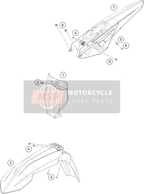 KTM 350 XC-F USA 2020 Maschera, Parafanghi per un 2020 KTM 350 XC-F USA