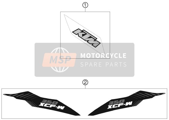 KTM 350 XCF-W USA 2012 Decal for a 2012 KTM 350 XCF-W USA