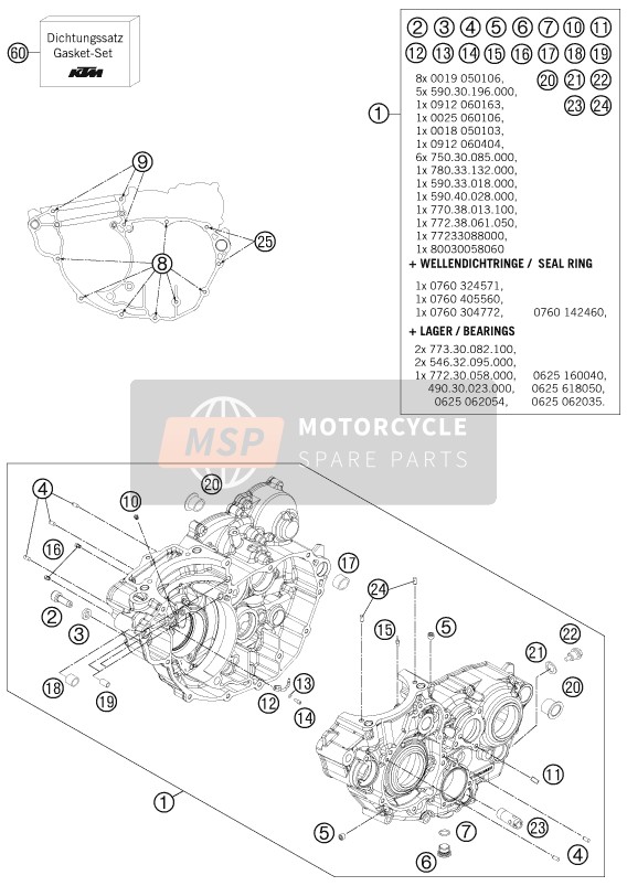 KTM 350 XCF-W USA 2012 MOTORGEHÄUSE für ein 2012 KTM 350 XCF-W USA