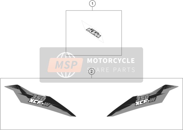 KTM 350 XCF-W USA 2013 Decalcomania per un 2013 KTM 350 XCF-W USA