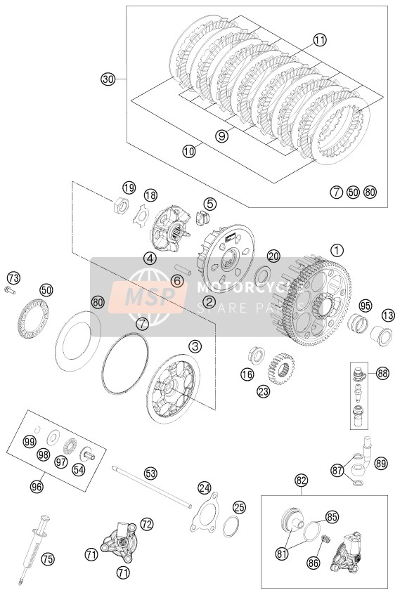 KTM 350 XCF-W USA 2014 Embrague para un 2014 KTM 350 XCF-W USA