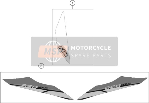 KTM 350 XCF-W USA 2014 Decal for a 2014 KTM 350 XCF-W USA