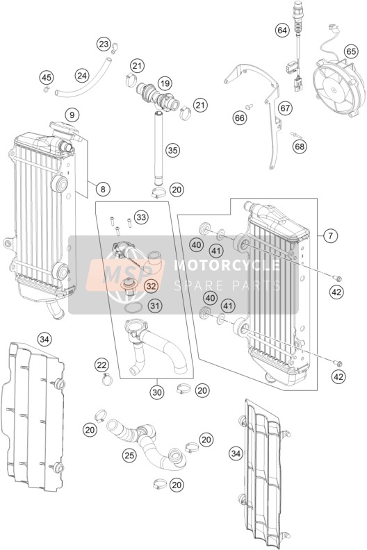 KTM 350 XCF-W USA 2016 Cooling System for a 2016 KTM 350 XCF-W USA