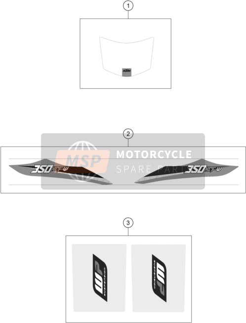 KTM 350 XCF-W USA 2016 Sticker voor een 2016 KTM 350 XCF-W USA