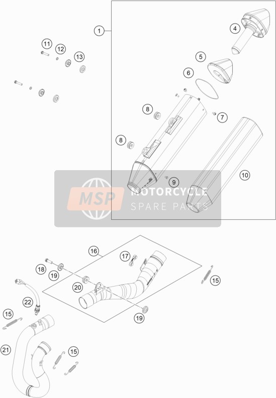 KTM 350 XCF-W USA 2020 Sistema de escape para un 2020 KTM 350 XCF-W USA