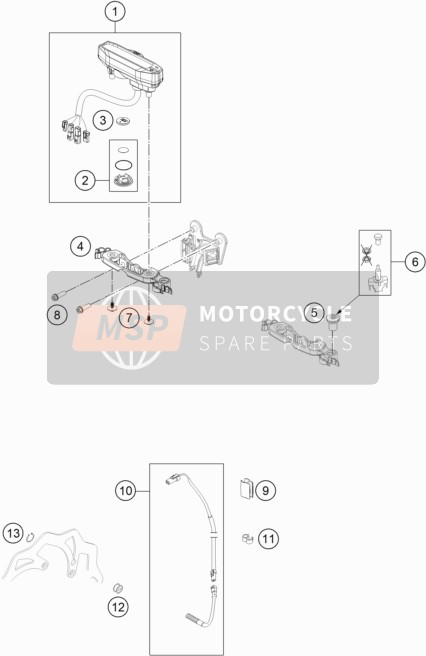 KTM 350 XCF-W USA 2020 Instrumenten / Slotsysteem voor een 2020 KTM 350 XCF-W USA