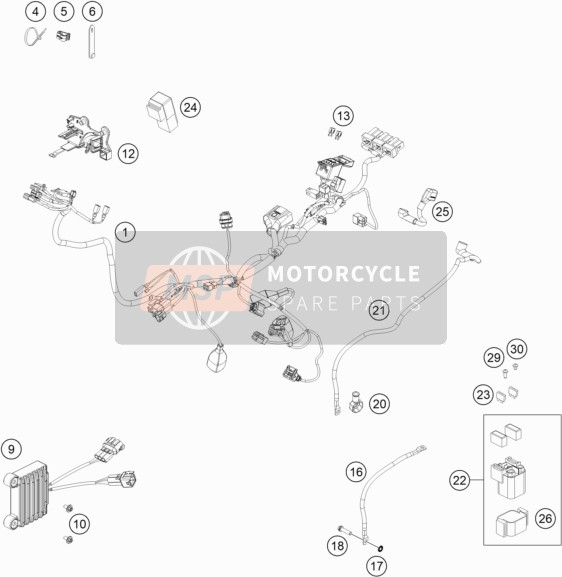KTM 350 XCF-W USA 2020 Kabelboom voor een 2020 KTM 350 XCF-W USA
