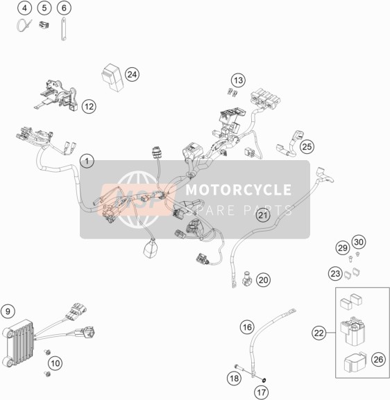 KTM 350 XCF-W USA 2020 Arnés de cableado para un 2020 KTM 350 XCF-W USA