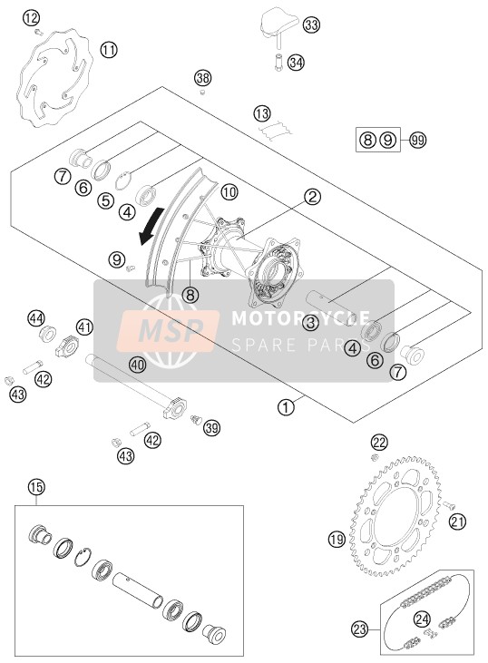 KTM 350 XCF-W SIX DAYS USA 2014 Rear Wheel for a 2014 KTM 350 XCF-W SIX DAYS USA