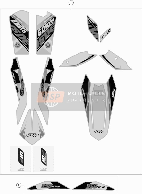 KTM 350 XCF-W SIX DAYS USA 2015 Aufkleber für ein 2015 KTM 350 XCF-W SIX DAYS USA