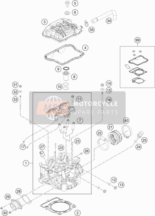 KTM 350 XCF-W SIX DAYS USA 2016 Cylinder Head for a 2016 KTM 350 XCF-W SIX DAYS USA