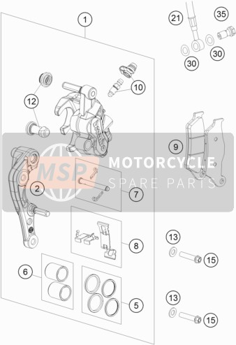 KTM 350 XCF-W SIX DAYS USA 2016 Pinza freno anteriore per un 2016 KTM 350 XCF-W SIX DAYS USA