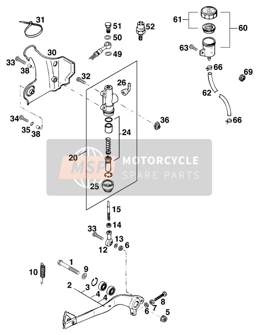 KTM 360 EGS M/O 17,5kW France 1996 Controllo freno posteriore per un 1996 KTM 360 EGS M/O 17,5kW France