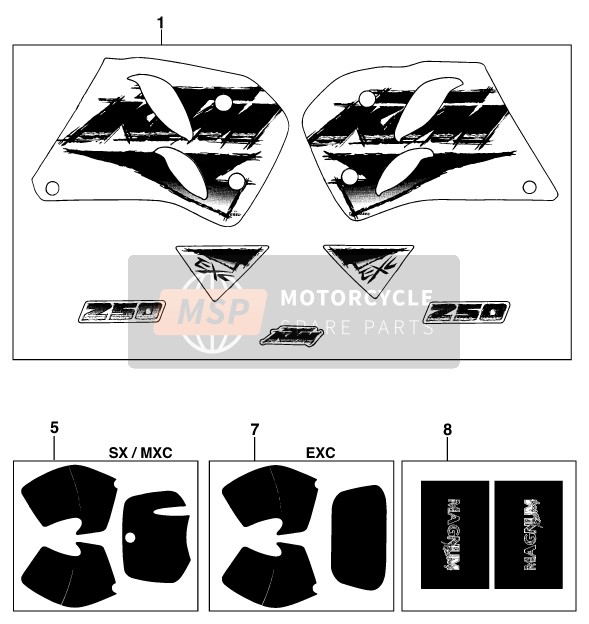 KTM 360 EXC M/O Europe (2) 1996 Decal for a 1996 KTM 360 EXC M/O Europe (2)