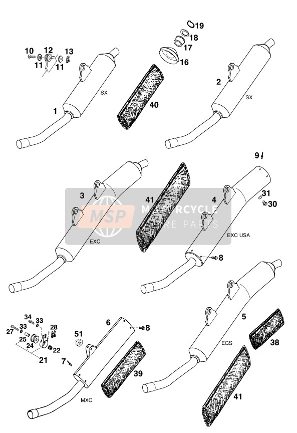 KTM 360 SIX-DAYS M/O Europe 1996 Main Silencer for a 1996 KTM 360 SIX-DAYS M/O Europe